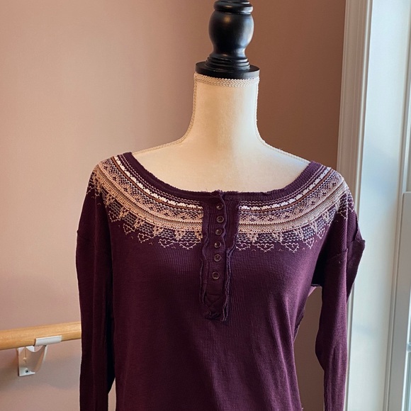 We The Free Tops - We The Free Women's Burgundy fair isle top M